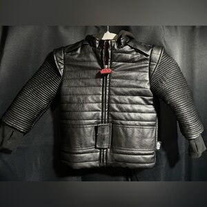 Disney Store Star Wars Black Kylo Ren Hooded Faux Leather Bomber Jacket